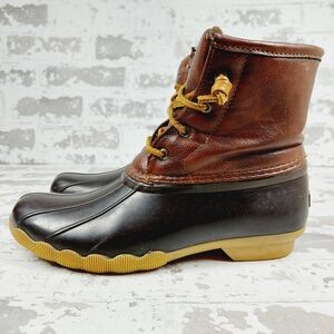 Sperry Saltwater Waterproof Leather & Rubber Brown & Black Duck Boots X352